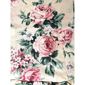 Shabby Chic Cottagecore Pillow Sham Ruffle Green Pink White Rose Peony Floral